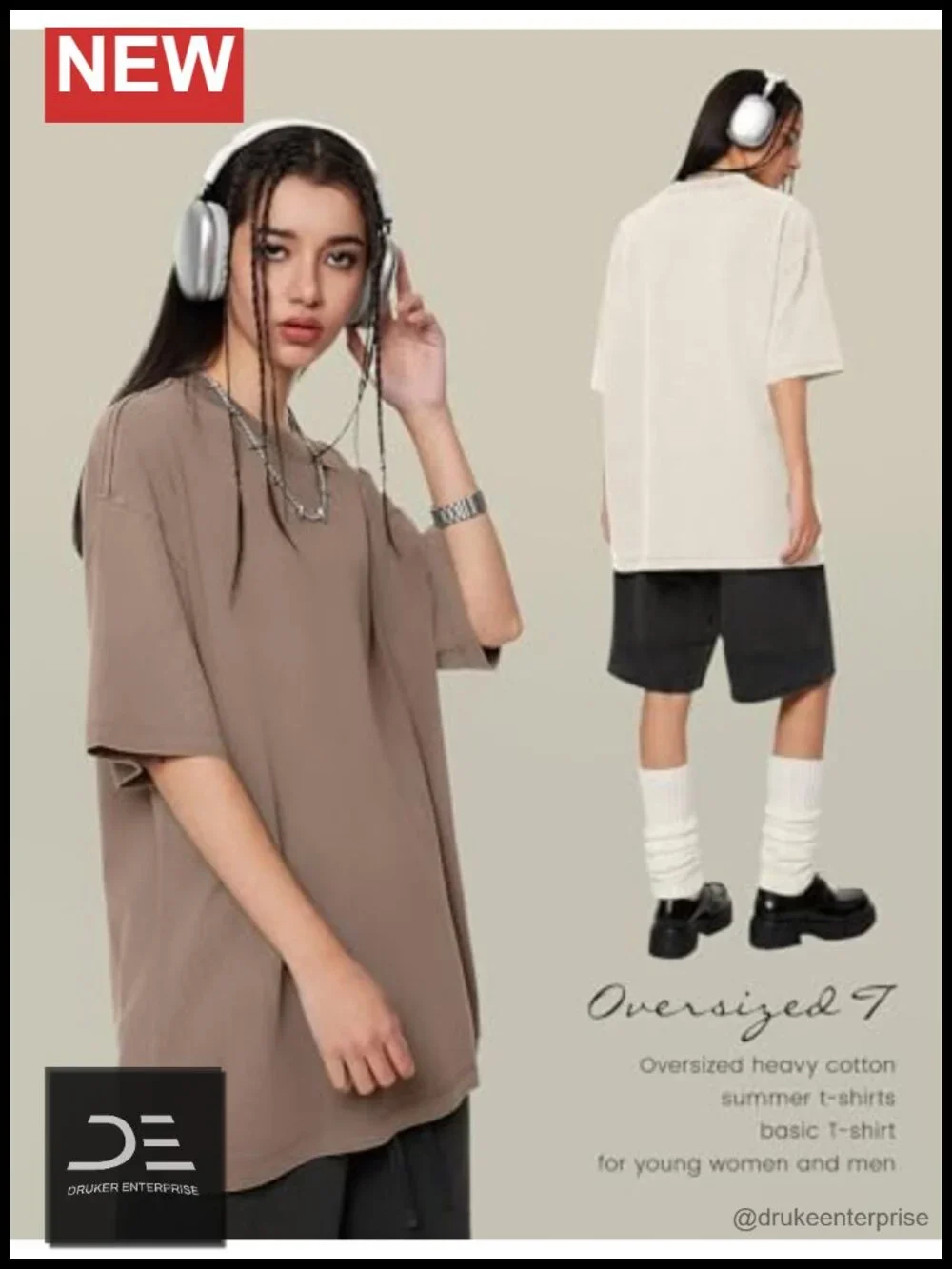 Cotton Acid Wash Oversized T-Shirt with Crew Neck Short Sleeve Pocket Tee - Picture 4 of 6